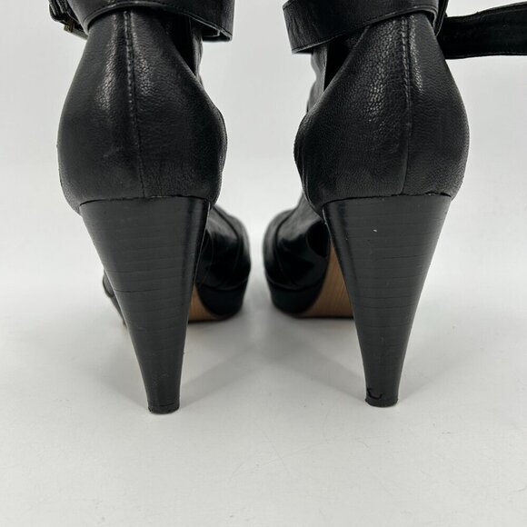 JEFFREY CAMPBELL Black Leather Platform Ankle Strap Booties Heels Shoes Size 9 - Picture 8 of 11